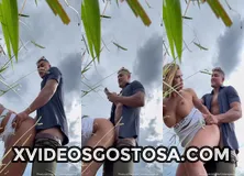 Cristiane Galera nua transando no meio da rua com bombado