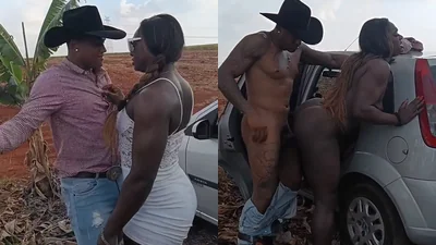 Fernanda Chocolate trepando com peão no meio do mato